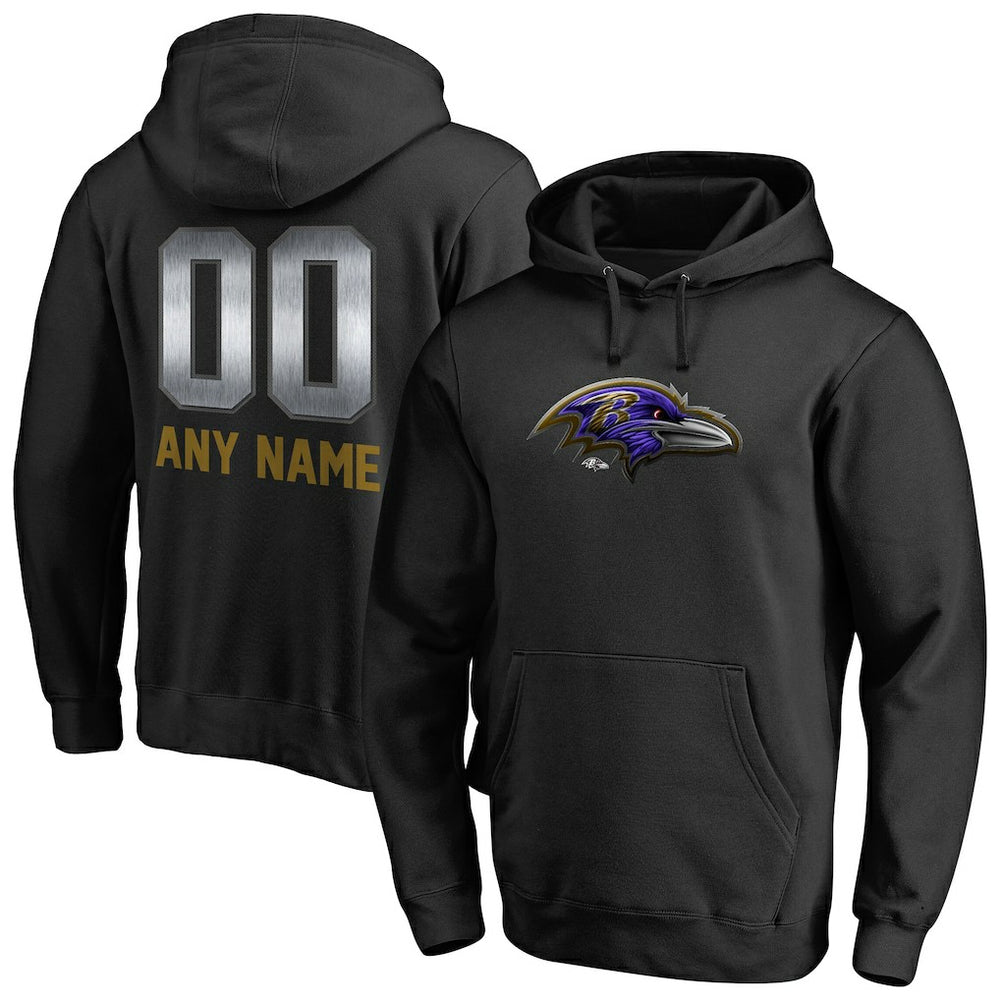Baltimore Ravens Personalized Midnight Mascot Pullover Hoodie Black | NFL