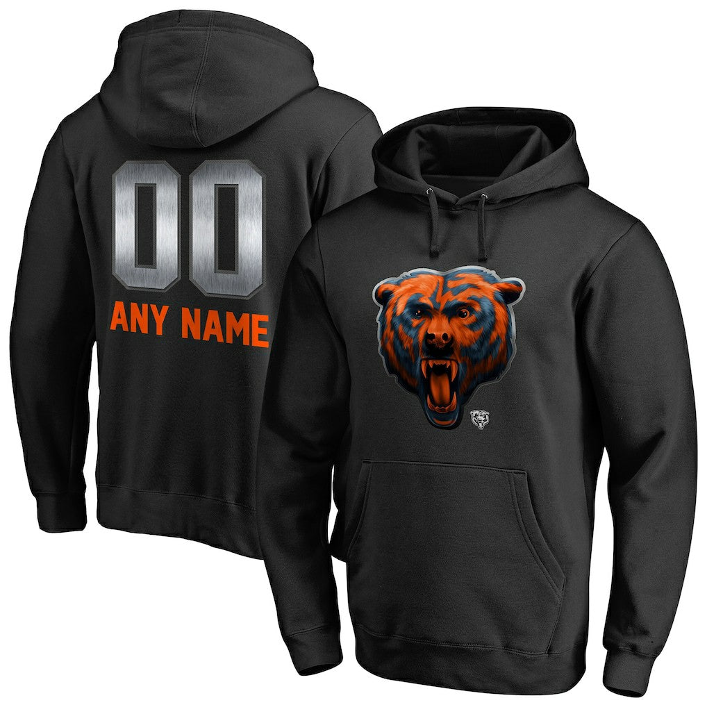 Chicago Bears Personalized Midnight Mascot Pullover Hoodie Black | NFL