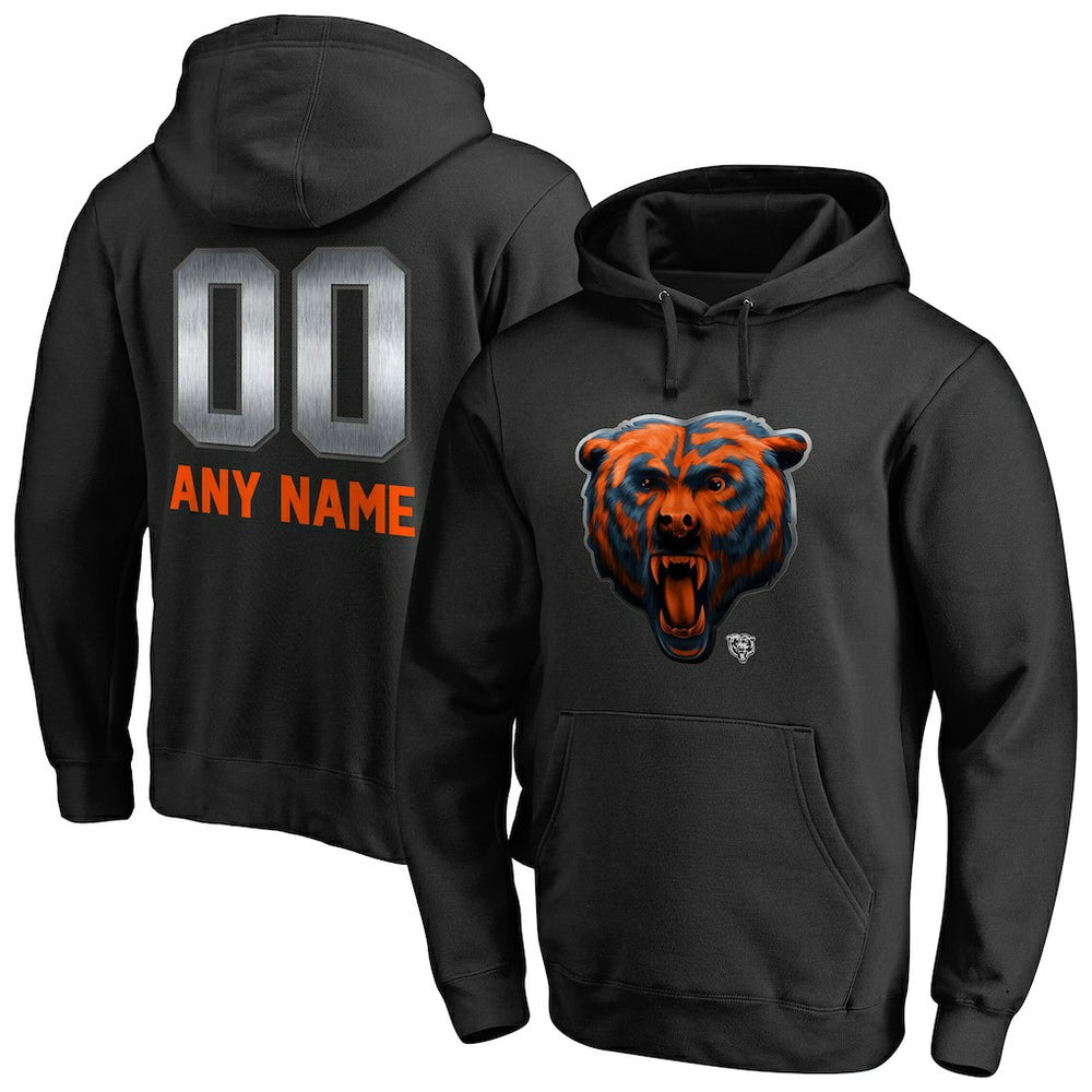 Chicago Bears Personalized Midnight Mascot Pullover Hoodie Black | NFL
