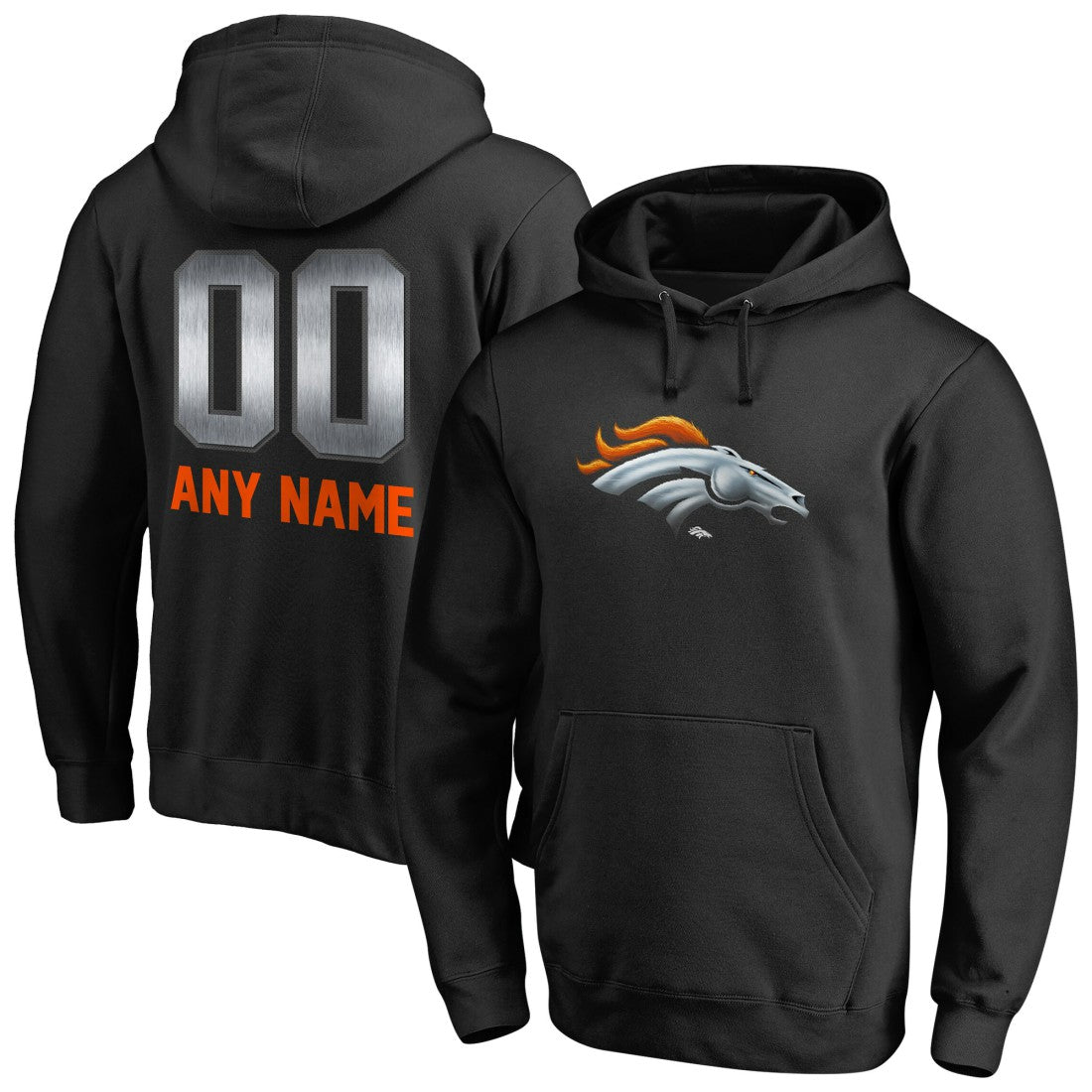 Denver Broncos Personalized Midnight Mascot Pullover Hoodie Black | NFL