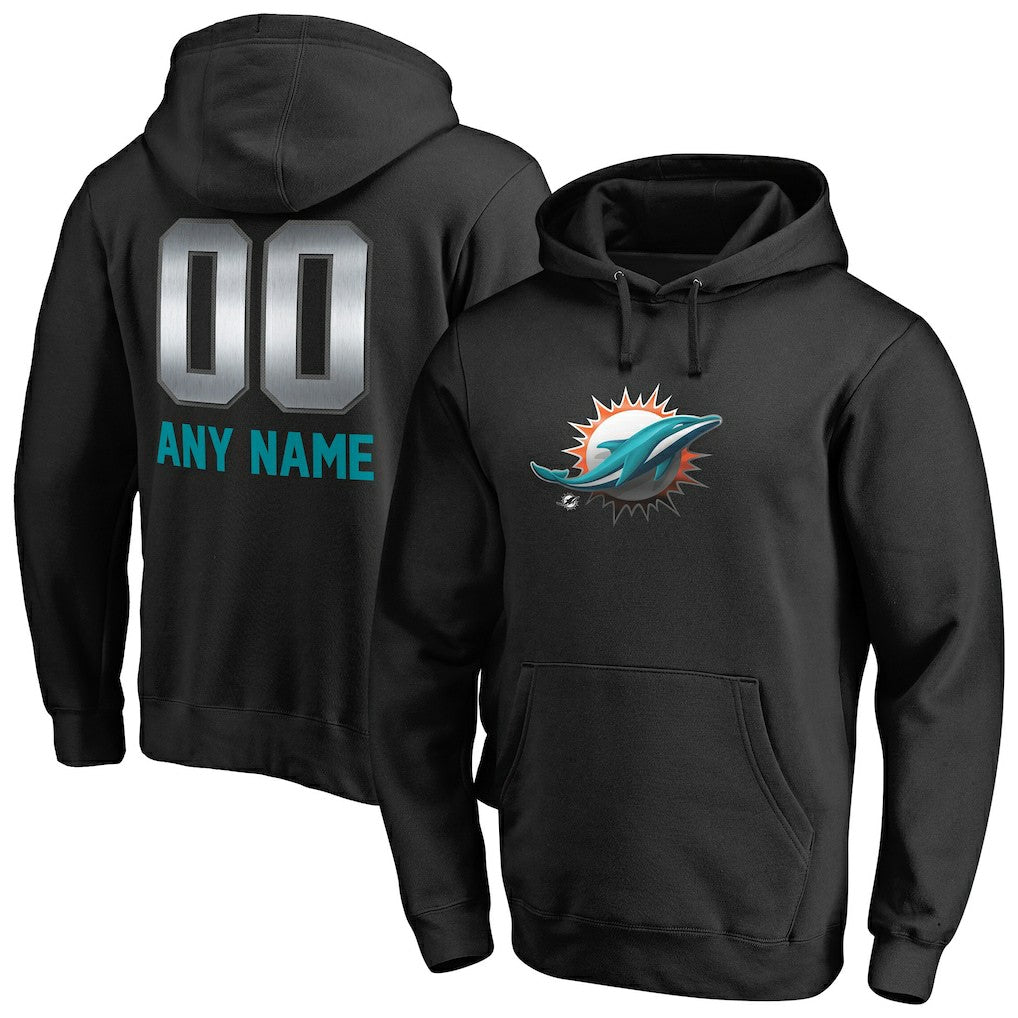 Miami Dolphins Personalized Midnight Mascot Pullover Hoodie Black | NFL
