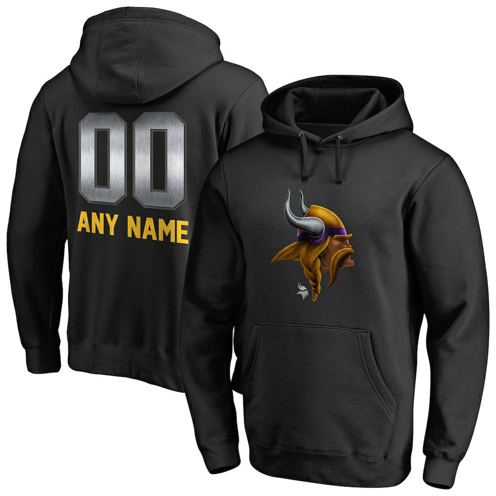 Minnesota Vikings Personalized Midnight Mascot Pullover Hoodie Black | NFL