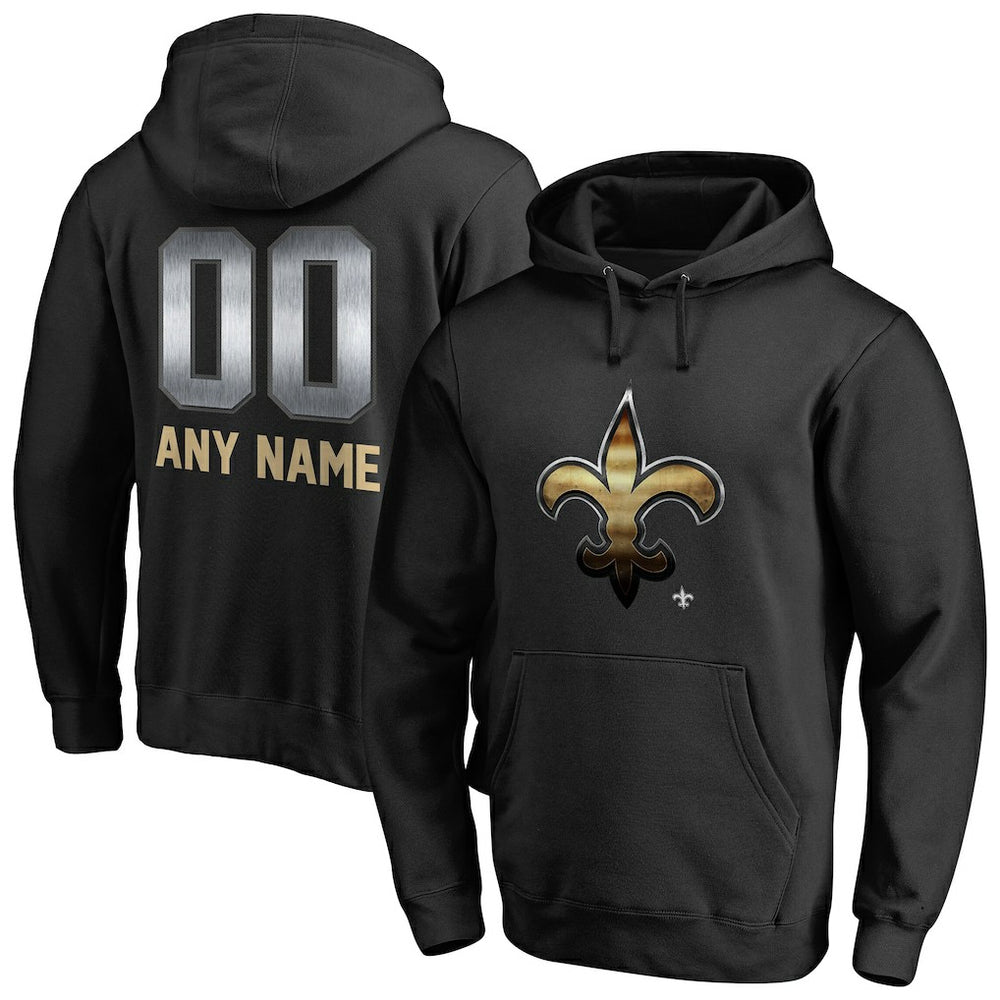 New Orleans Saints Personalized Midnight Mascot Pullover Hoodie Black | NFL