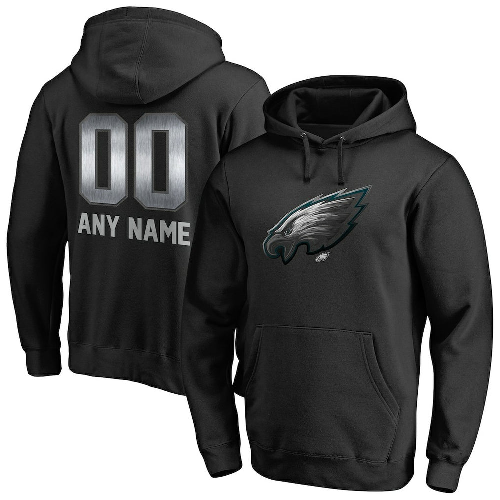 Philadelphia Eagles Personalized Midnight Mascot Pullover Hoodie Black | NFL