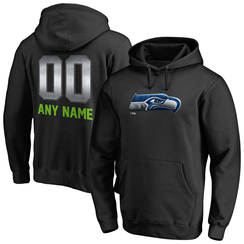 Seattle Seahawks Personalized Midnight Mascot Pullover Hoodie Black | NFL