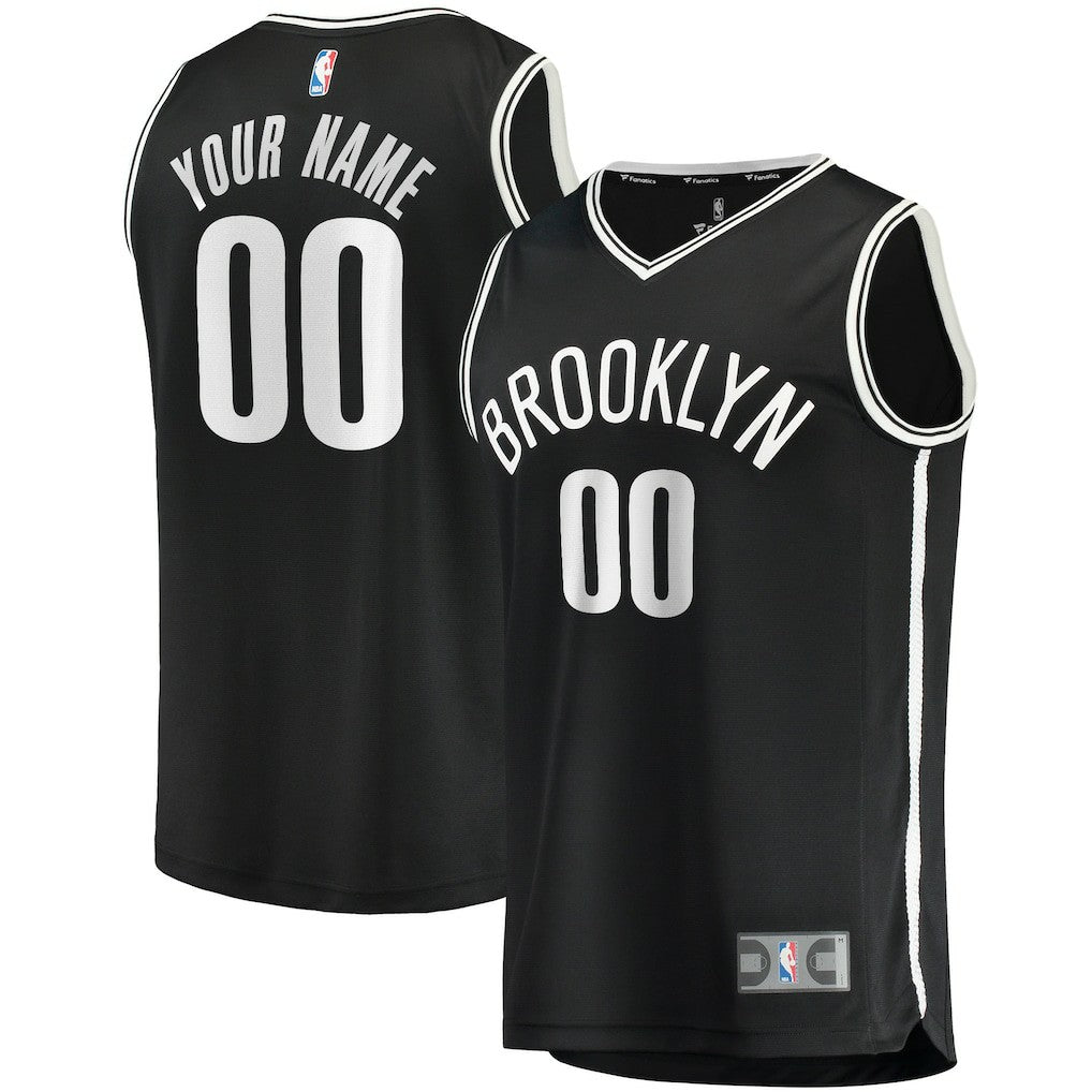 Brooklyn Nets Youth Fast Break Custom Replica Jersey Black Icon Edition - NBA