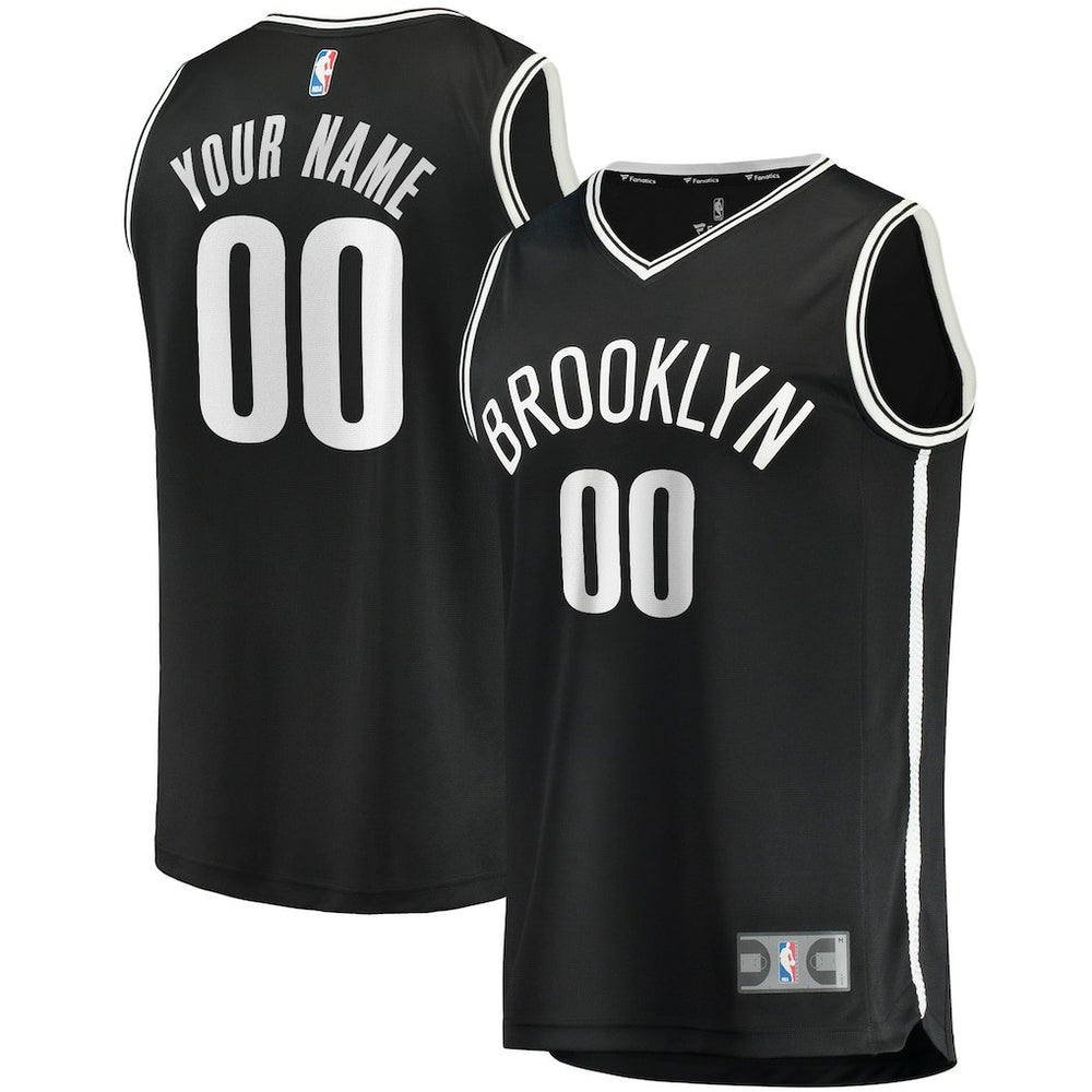 Brooklyn Nets Youth Fast Break Custom Replica Jersey Black Icon Edition - NBA