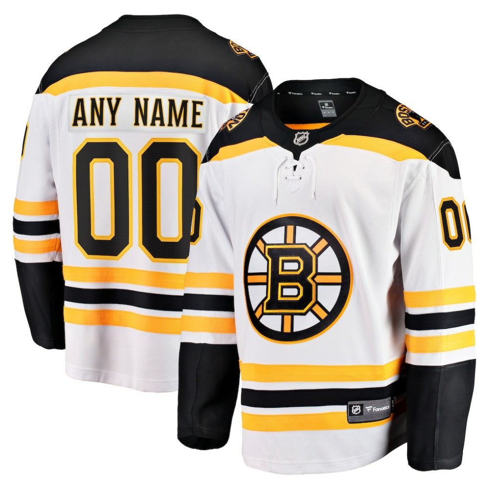 Boston Bruins Fanatics Away Breakaway Custom Jersey - White - NHL