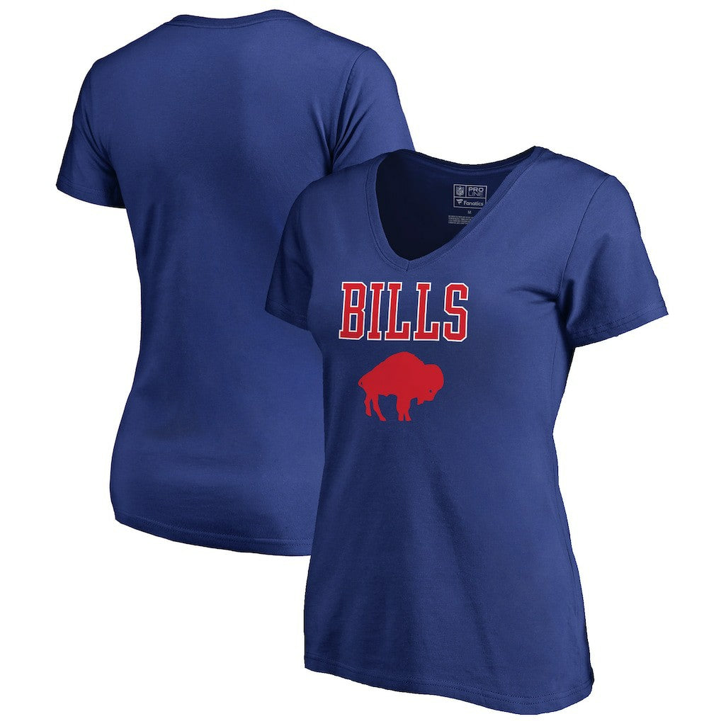 Buffalo Bills Women's Vintage Team Lockup V-Neck T-Shirt Royal | NFL