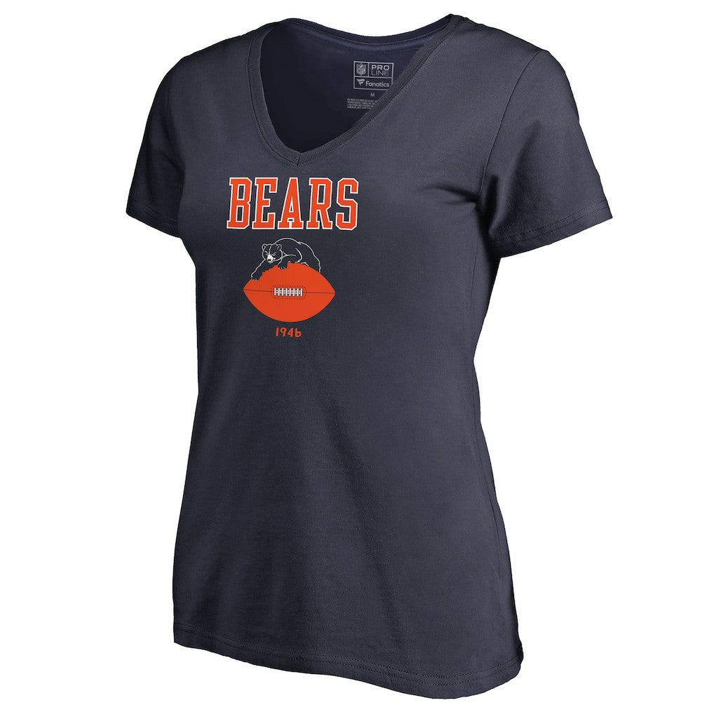 Chicago Bears Women's Vintage Team Lockup V-Neck T-Shirt Navy | NFL