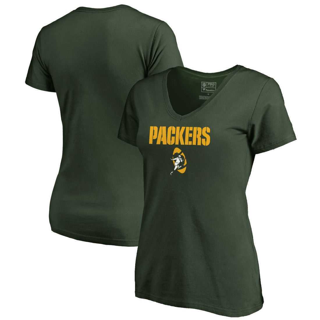 Green Bay Packers Women's Vintage Team Lockup V-Neck T-Shirt Green | NFL