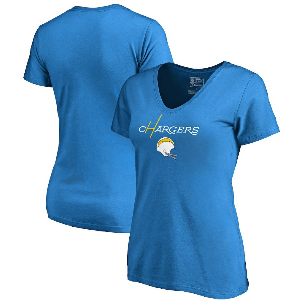 Los Angeles Chargers Women's Vintage Team Lockup V-Neck T-Shirt Blue | NFL