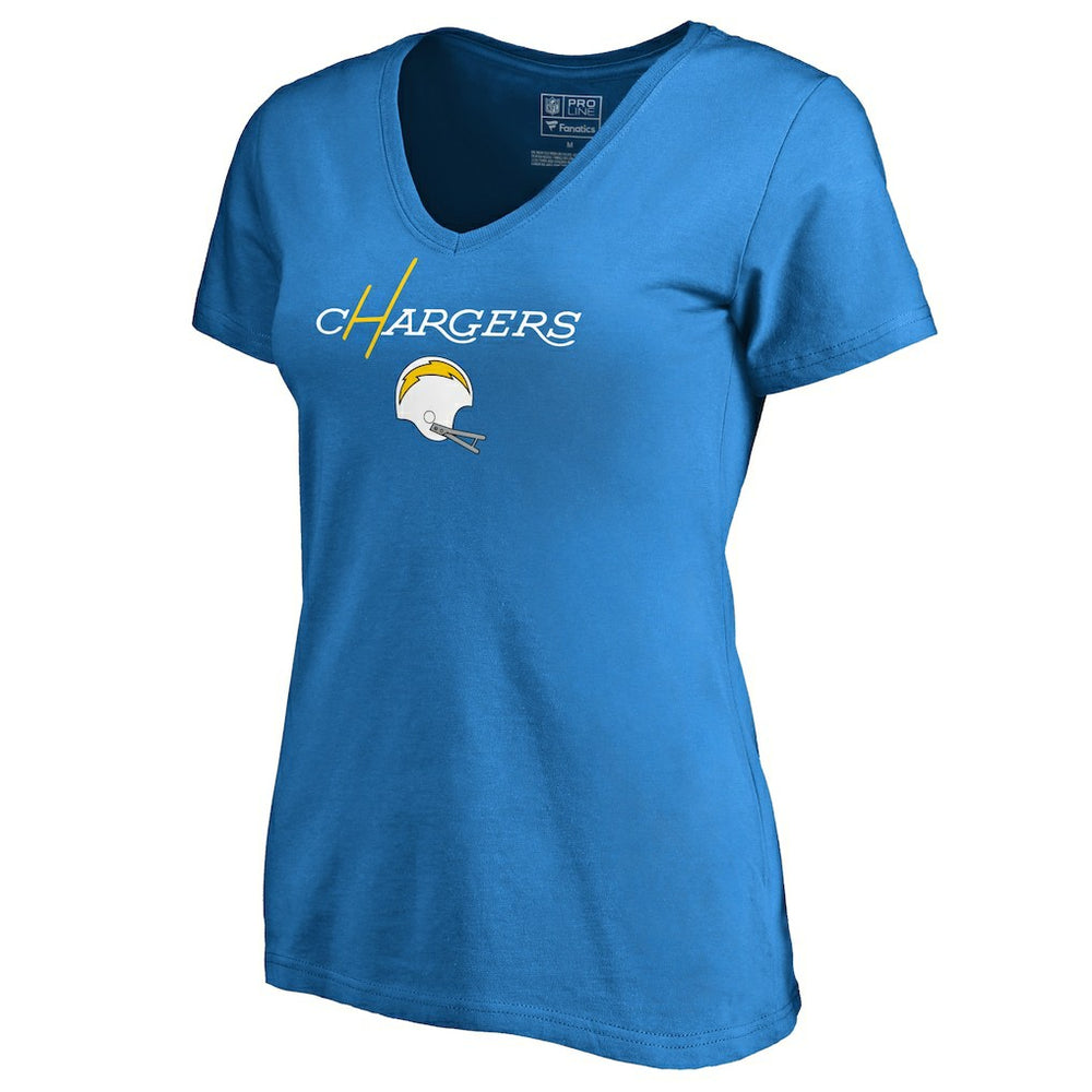 Los Angeles Chargers Women's Vintage Team Lockup V-Neck T-Shirt Blue | NFL