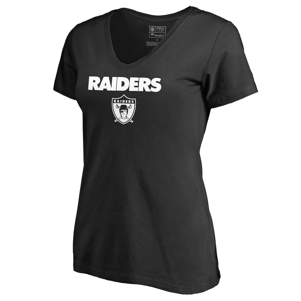 Las Vegas Raiders Women's Vintage Team Lockup V-Neck T-Shirt Black | NFL