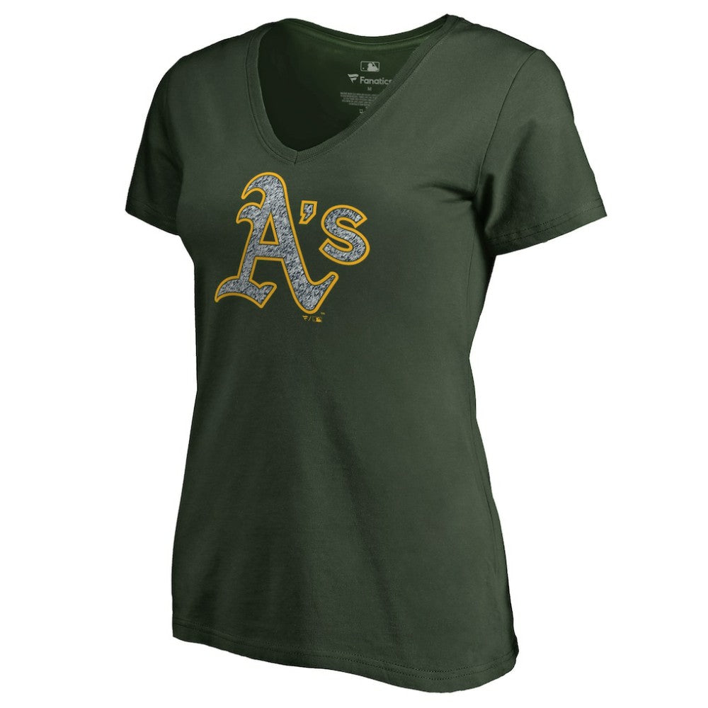 Athletics Women's Static Logo V-Neck T-Shirt - MLB