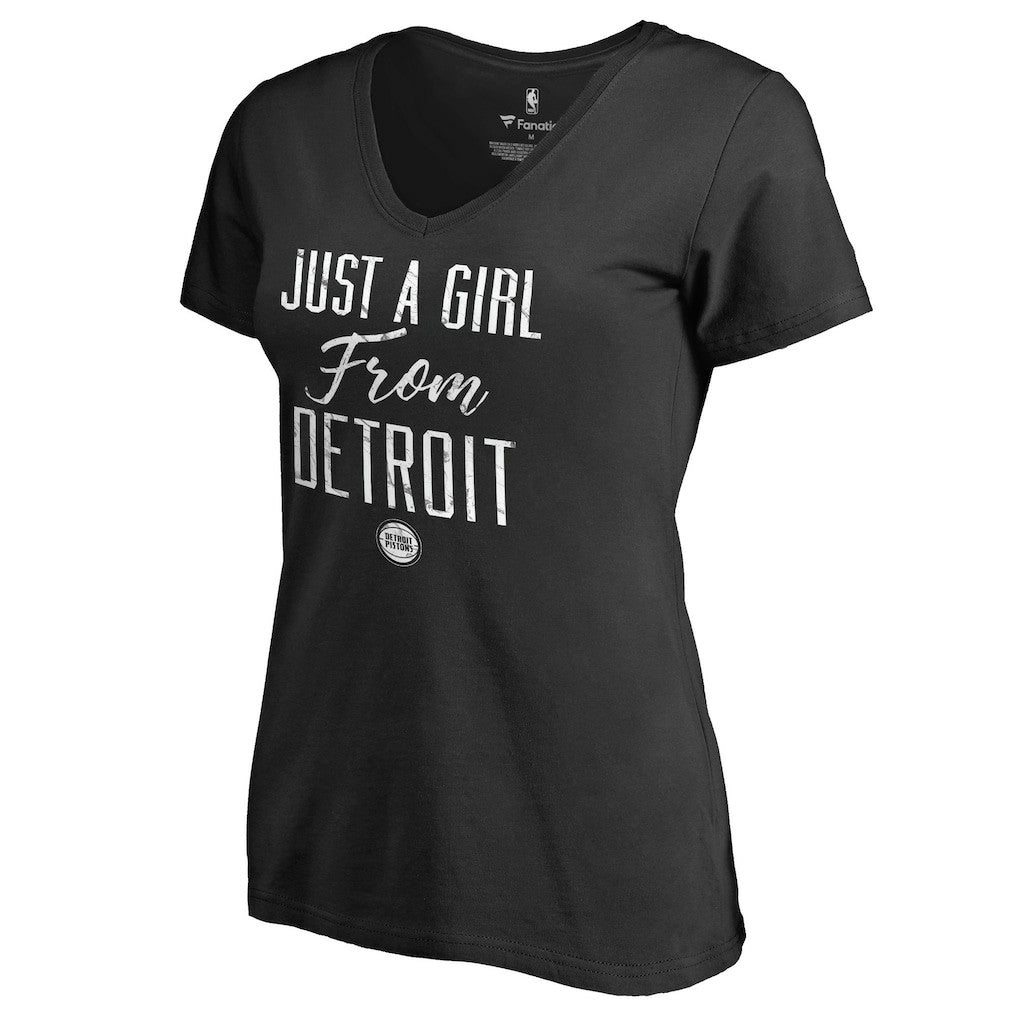 Detroit Pistons Women's Just a Girl V-Neck T-Shirt Black - NBA