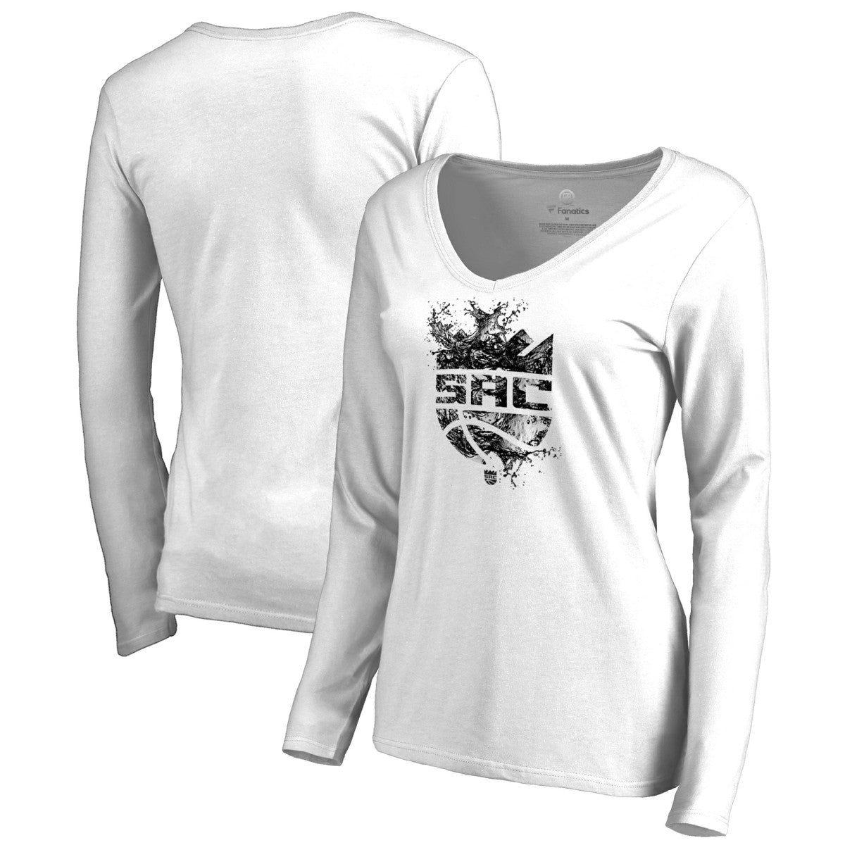 Sacramento Kings Women's Splash Long Sleeve V-Neck T-Shirt White - NBA