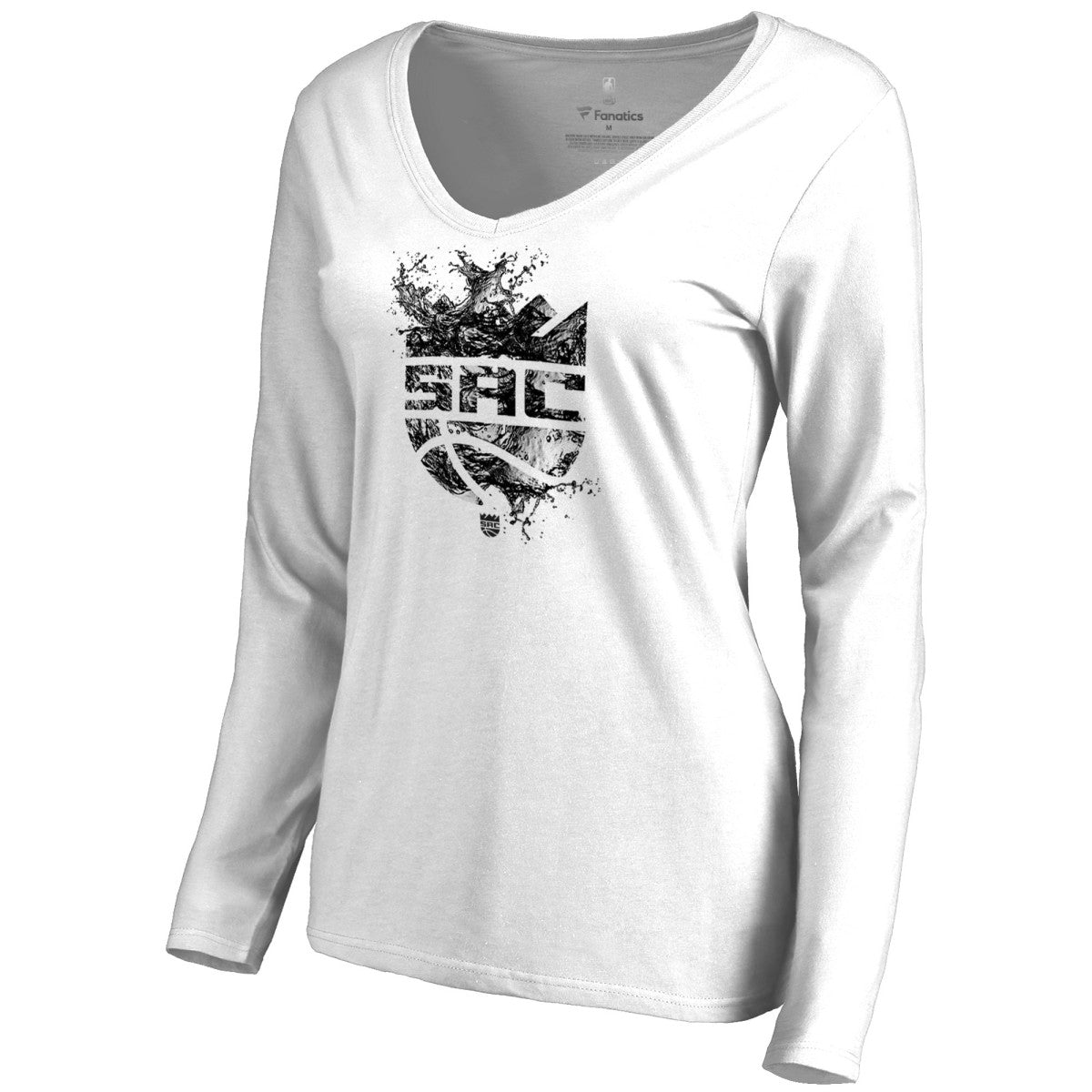 Sacramento Kings Women's Splash Long Sleeve V-Neck T-Shirt White - NBA