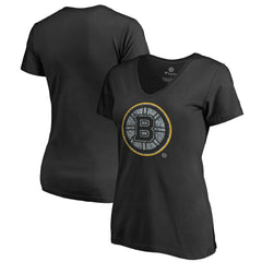 Boston Bruins Women's Static Logo V-Neck T-Shirt - Black - NHL