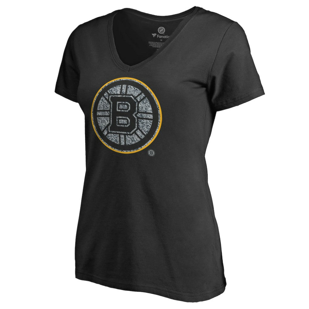 Boston Bruins Women's Static Logo V-Neck T-Shirt - Black - NHL