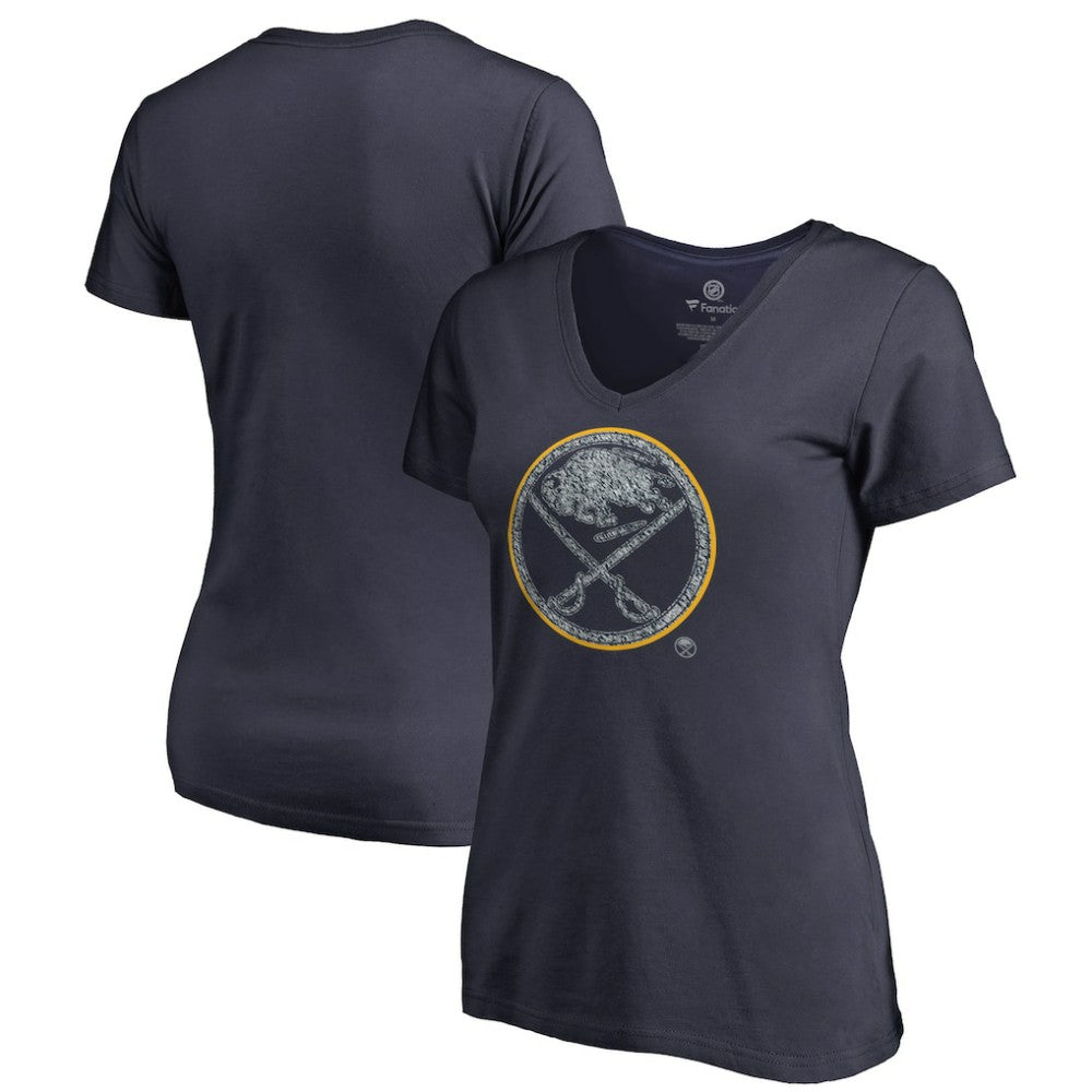 Buffalo Sabres Women's Static Logo V-Neck T-Shirt - Navy - NHL