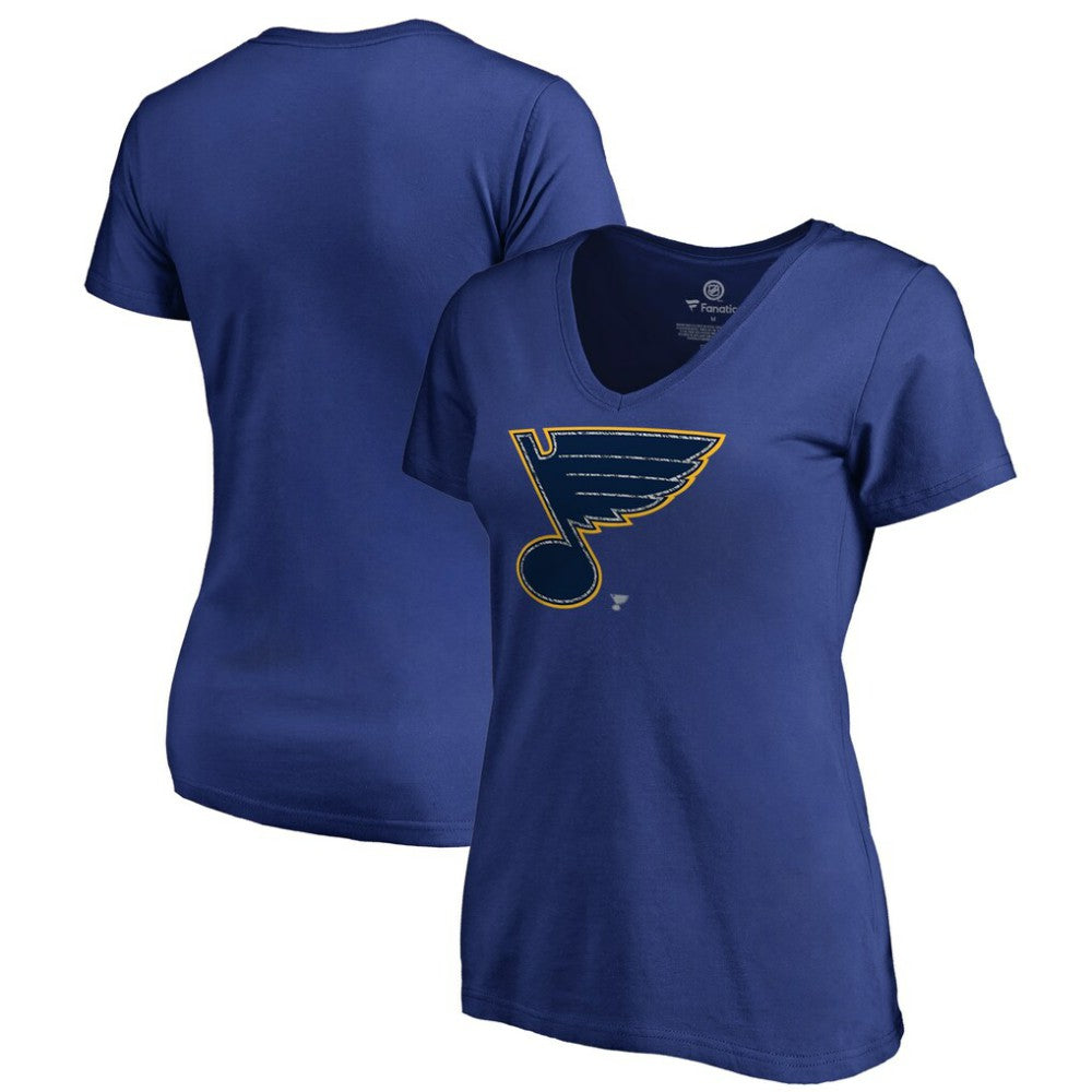 St. Louis Blues Women's Static Logo V-Neck T-Shirt - Royal - NHL