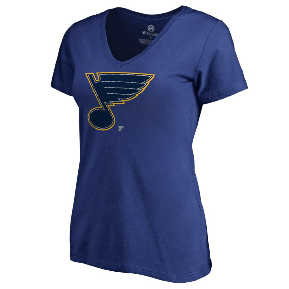 St. Louis Blues Women's Static Logo V-Neck T-Shirt - Royal - NHL