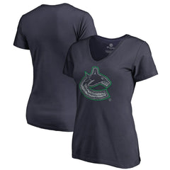 Vancouver Canucks Women's Static Logo V-Neck T-Shirt - Navy - NHL