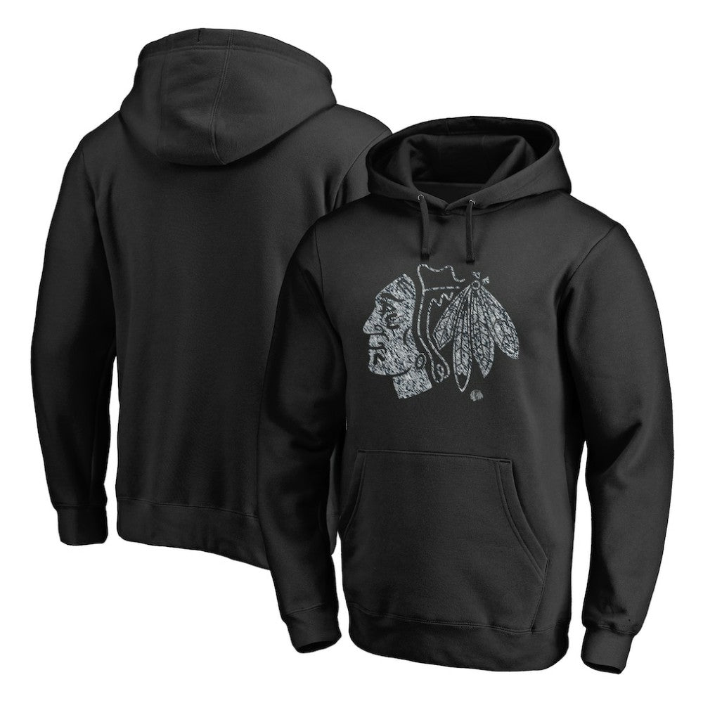 Chicago Blackhawks Static Logo Pullover Hoodie - Black - NHL