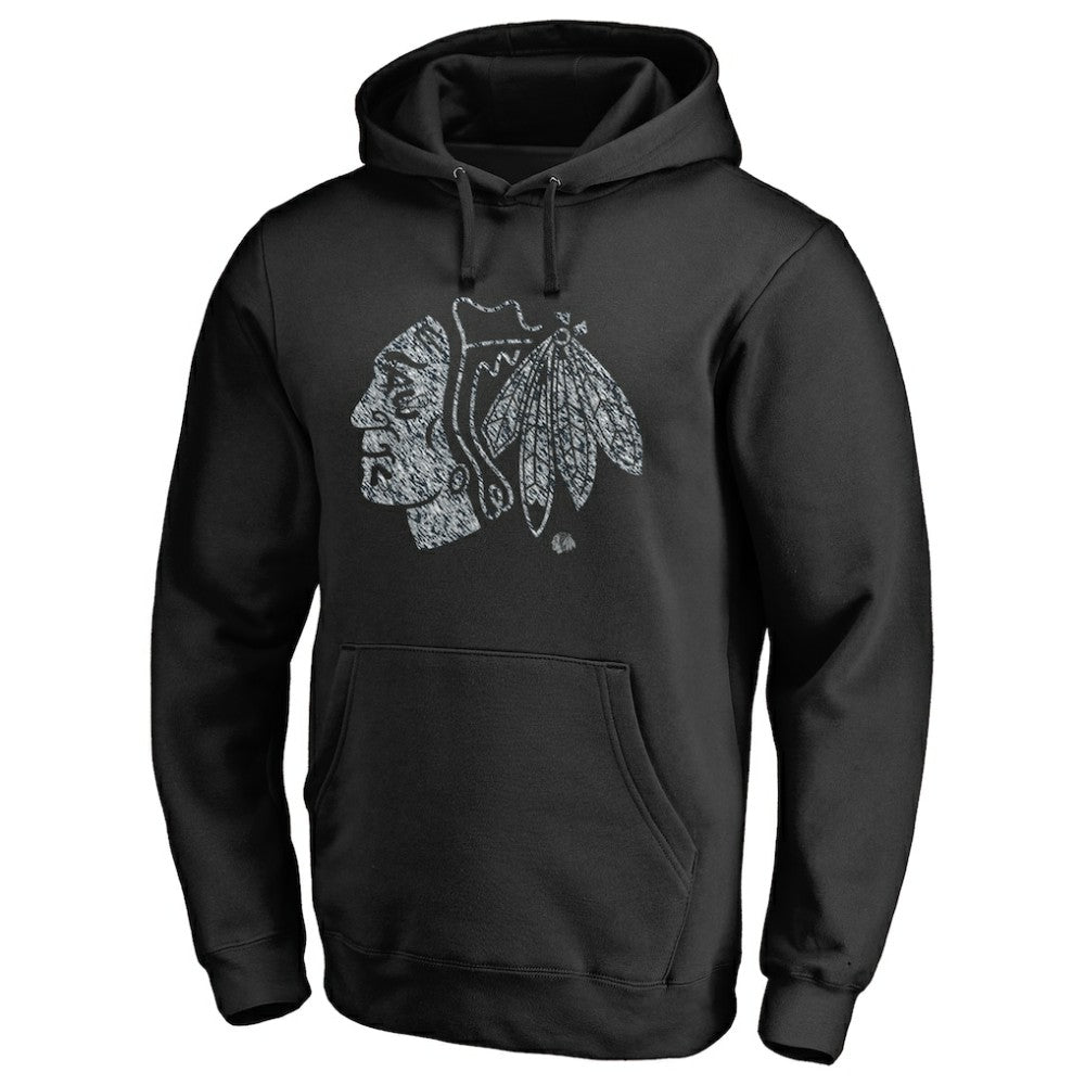 Chicago Blackhawks Static Logo Pullover Hoodie - Black - NHL