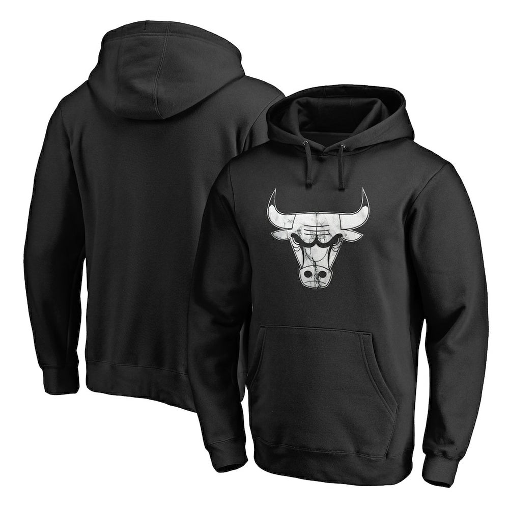 Chicago Bulls Marble Logo Pullover Hoodie Black - NBA
