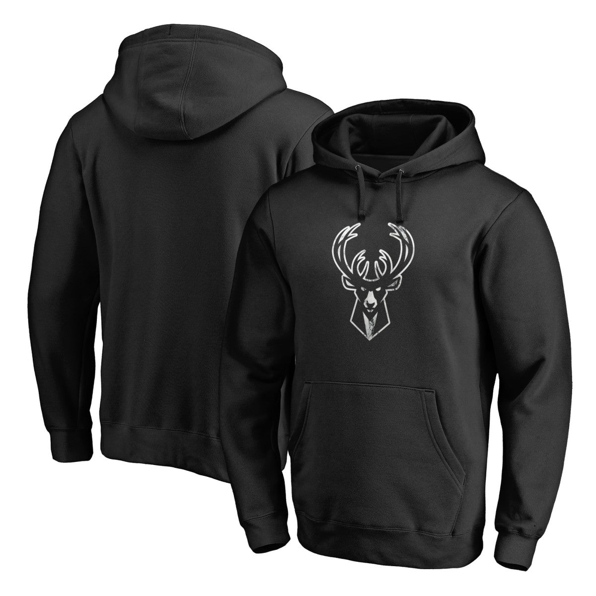 Milwaukee Bucks Marble Logo Pullover Hoodie Black - NBA