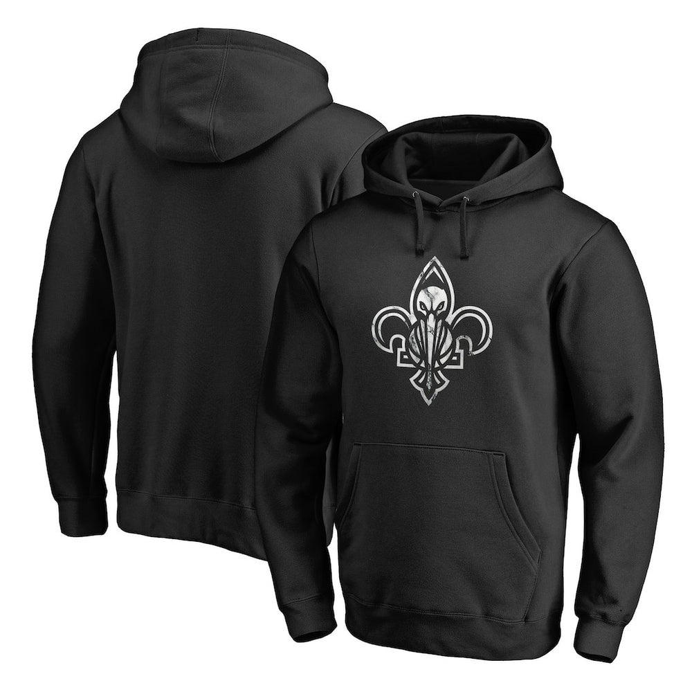 New Orleans Pelicans Marble Logo Pullover Hoodie Black - NBA