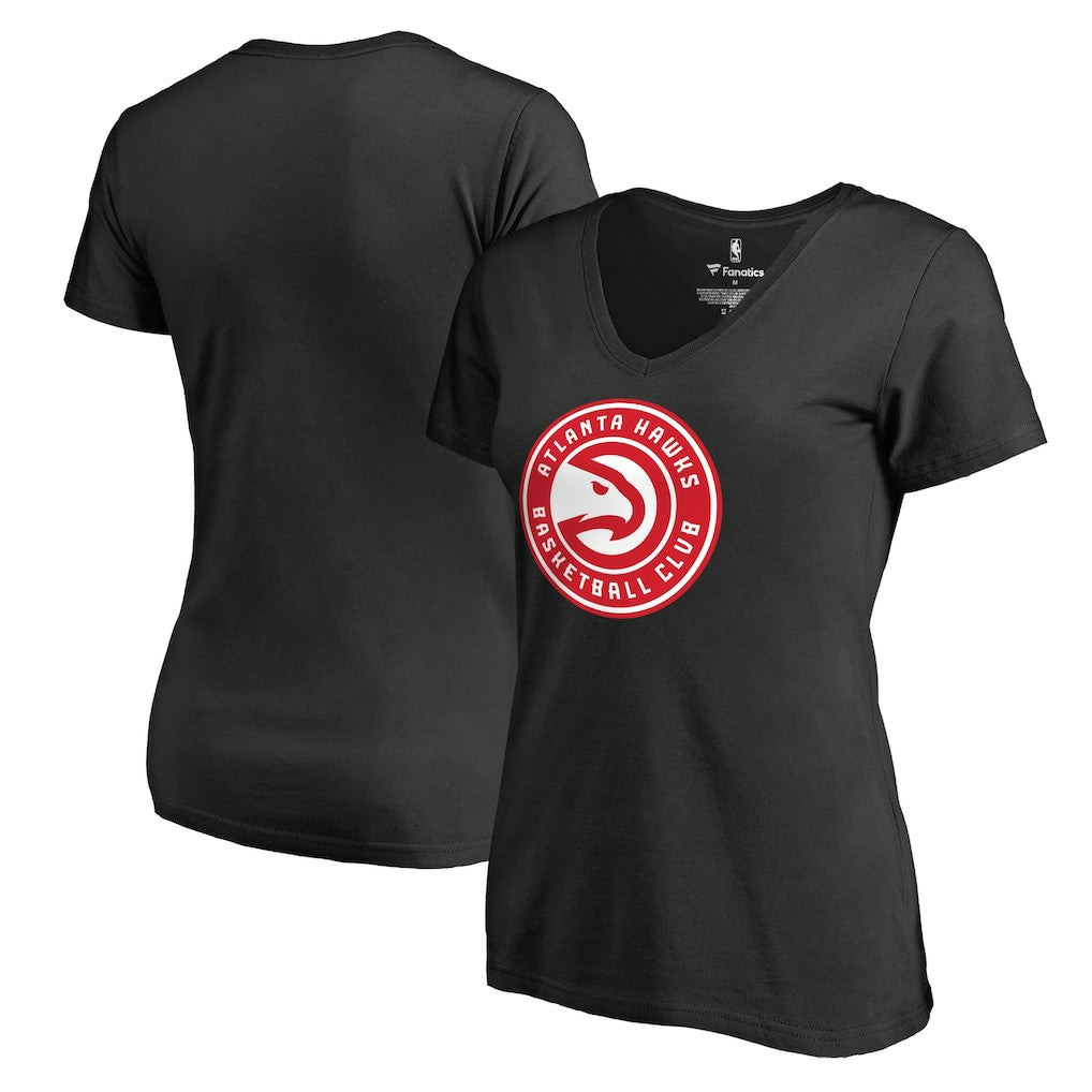Atlanta Hawks Women's Primary Logo V-Neck T-Shirt Black - NBA