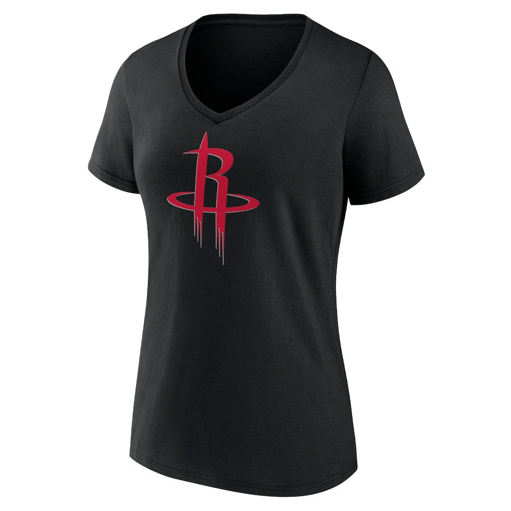 Houston Rockets Women's Primary Logo V-Neck T-Shirt Black - NBA