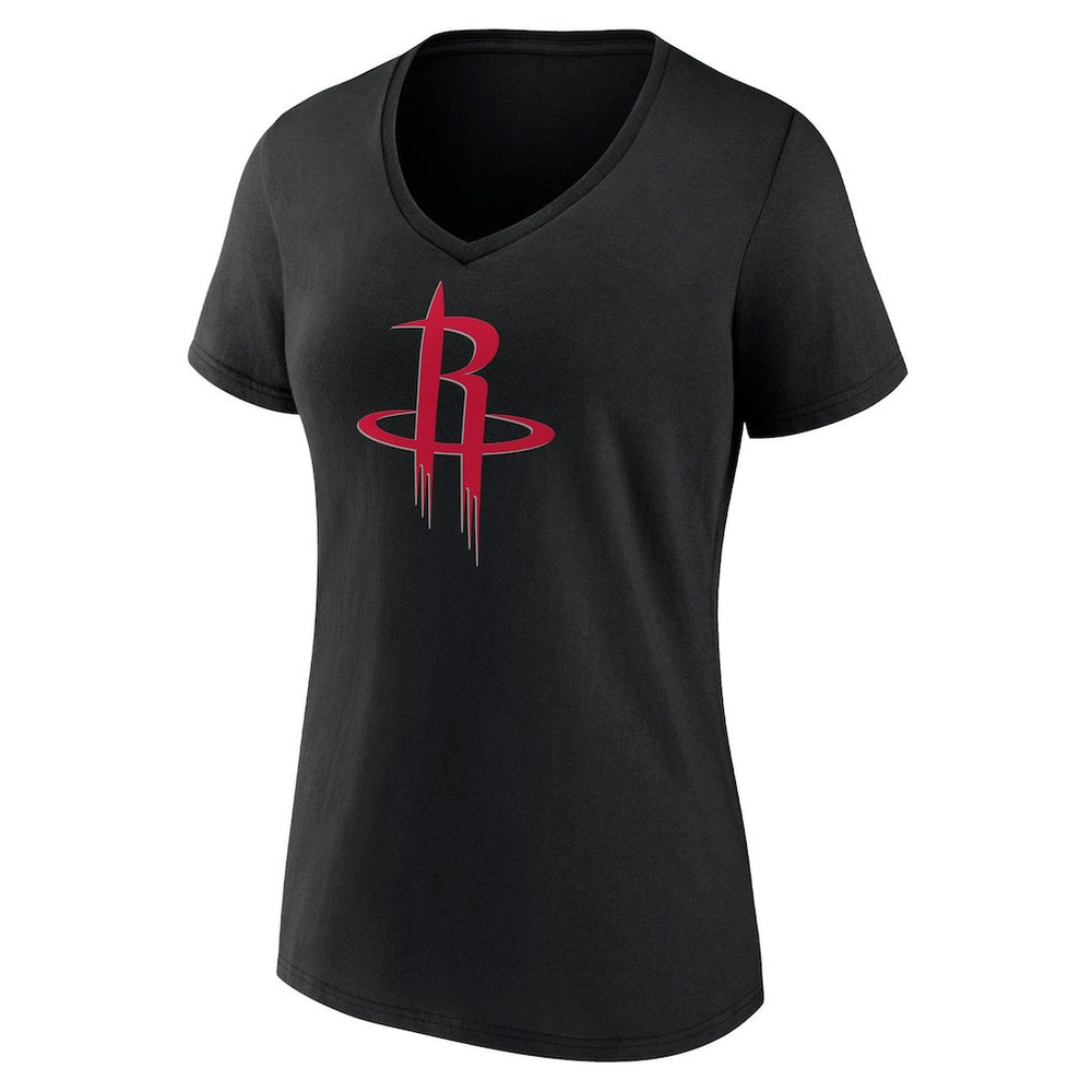 Houston Rockets Women's Primary Logo V-Neck T-Shirt Black - NBA