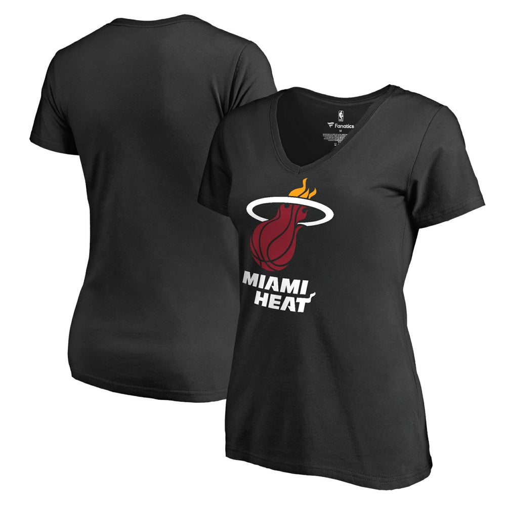 Miami Heat Women's Primary Logo V-Neck T-Shirt Black - NBA