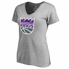 Sacramento Kings Women's Primary Logo V-Neck T-Shirt Ash - NBA