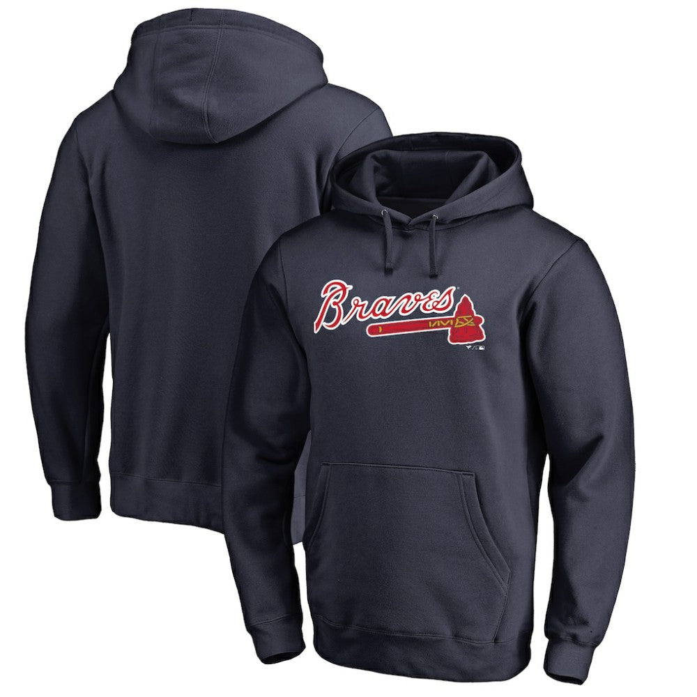 Atlanta Braves Official Wordmark Fitted Pullover Hoodie - MLB