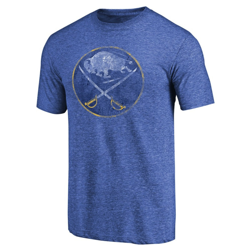 Buffalo Sabres Throwback Vintage Logo Tri-Blend T-Shirt - Royal - NHL