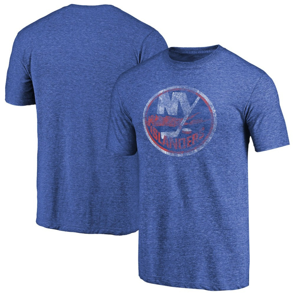 New York Islanders Throwback Vintage Logo Tri-Blend T-Shirt - Royal - NHL