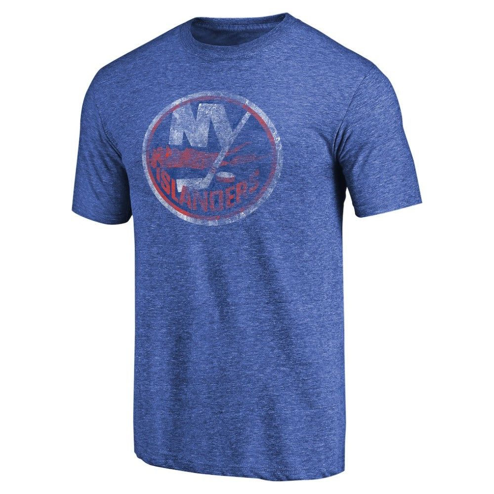 New York Islanders Throwback Vintage Logo Tri-Blend T-Shirt - Royal - NHL