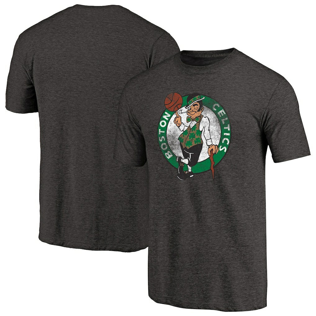 Boston Celtics Distressed Logo Tri-Blend T-Shirt Black - NBA