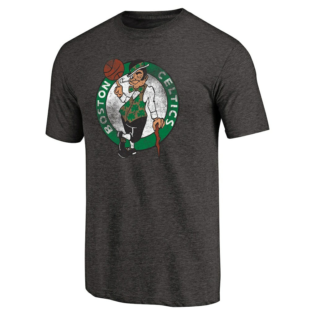 Boston Celtics Distressed Logo Tri-Blend T-Shirt Black - NBA