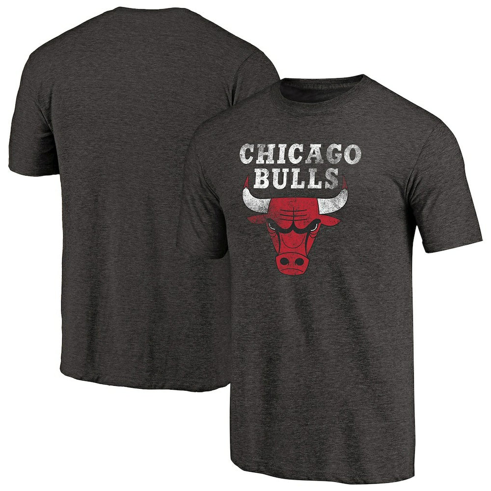 Chicago Bulls Distressed Logo Tri-Blend T-Shirt Black - NBA