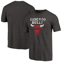 Chicago Bulls Distressed Logo Tri-Blend T-Shirt Black - NBA