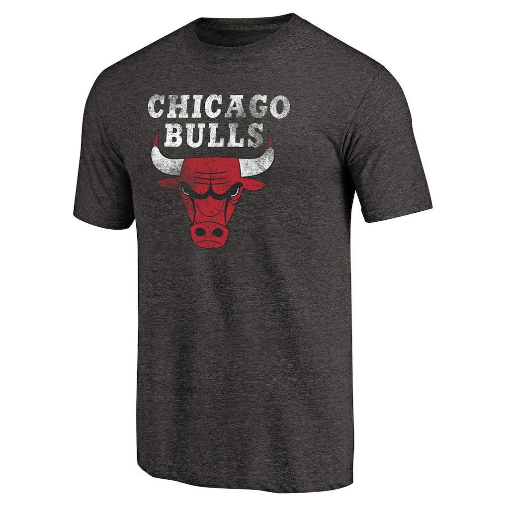 Chicago Bulls Distressed Logo Tri-Blend T-Shirt Black - NBA