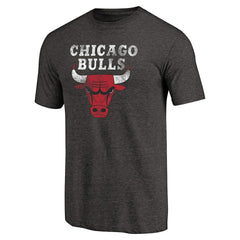 Chicago Bulls Distressed Logo Tri-Blend T-Shirt Black - NBA