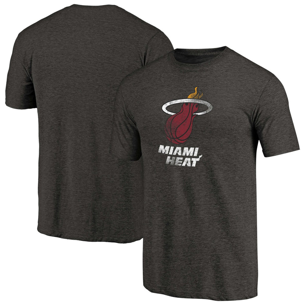 Miami Heat Distressed Logo Tri-Blend T-Shirt Black - NBA