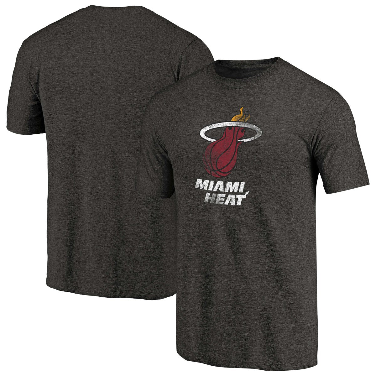 Miami Heat Distressed Logo Tri-Blend T-Shirt Black - NBA